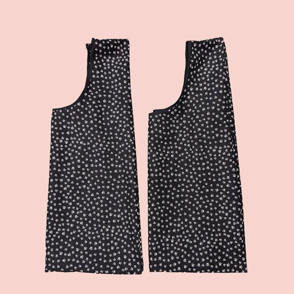 Set of 2 Black Reusable & Foldable Shopping Bag Paws Print - Picture 2 of 6